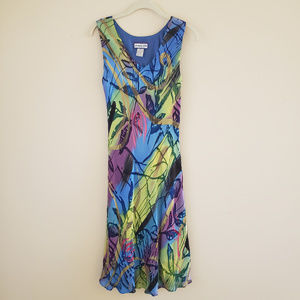 Silk textured multi-color sleeveless dress